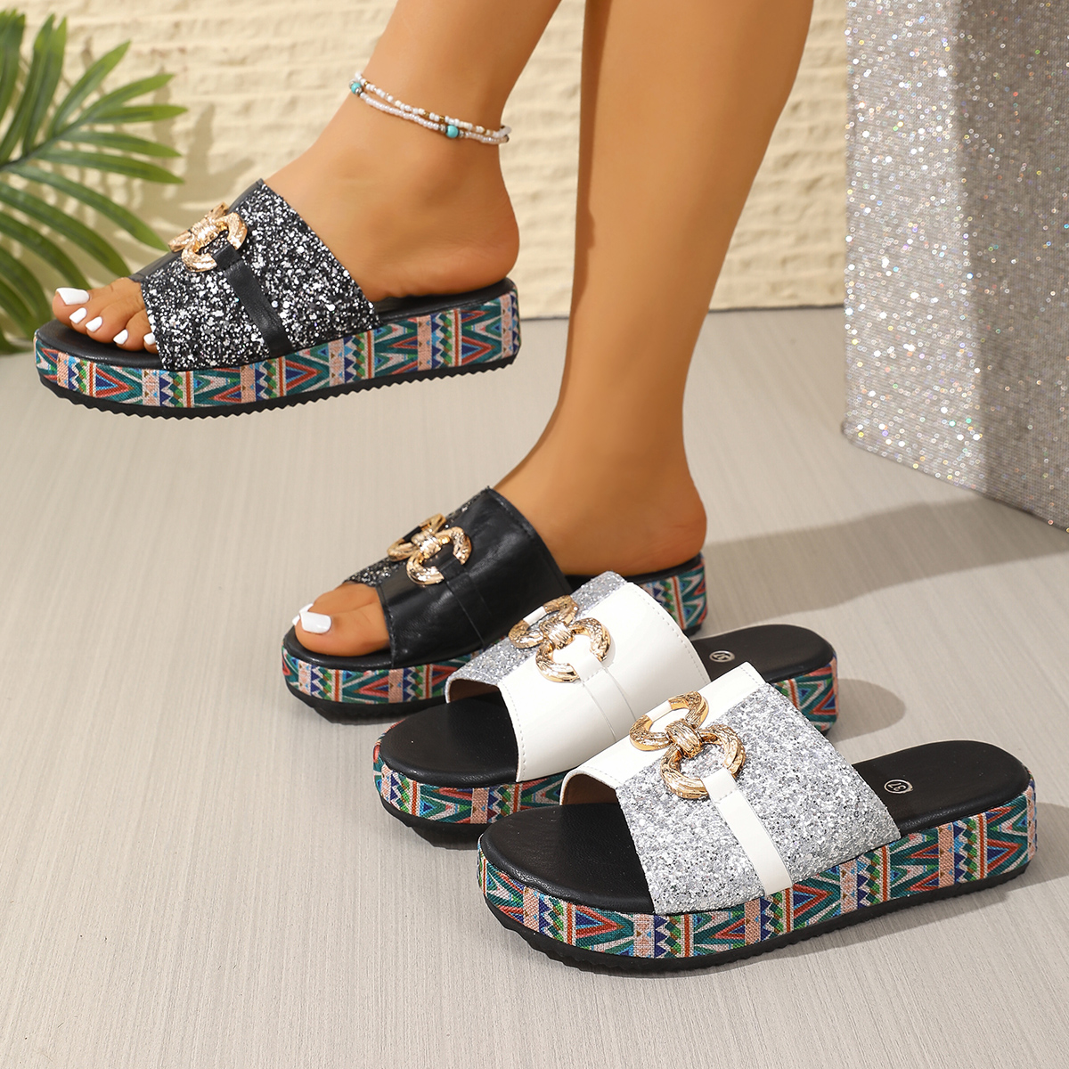 Ethnic Wear - 2026 Новые тапочки-мулы на толстой подошве,