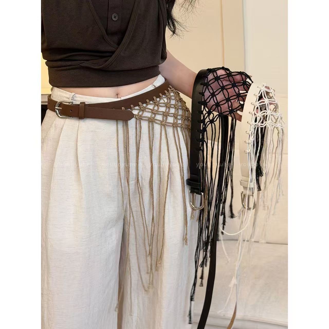 Y2K Ethnic Fashion - Повседневные поясные ремни Y2K с бахромой,