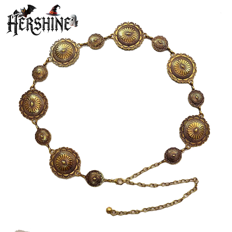 Y2K Ethnic Fashion - HERSHINE, цельная женская круглая поясная цепочка