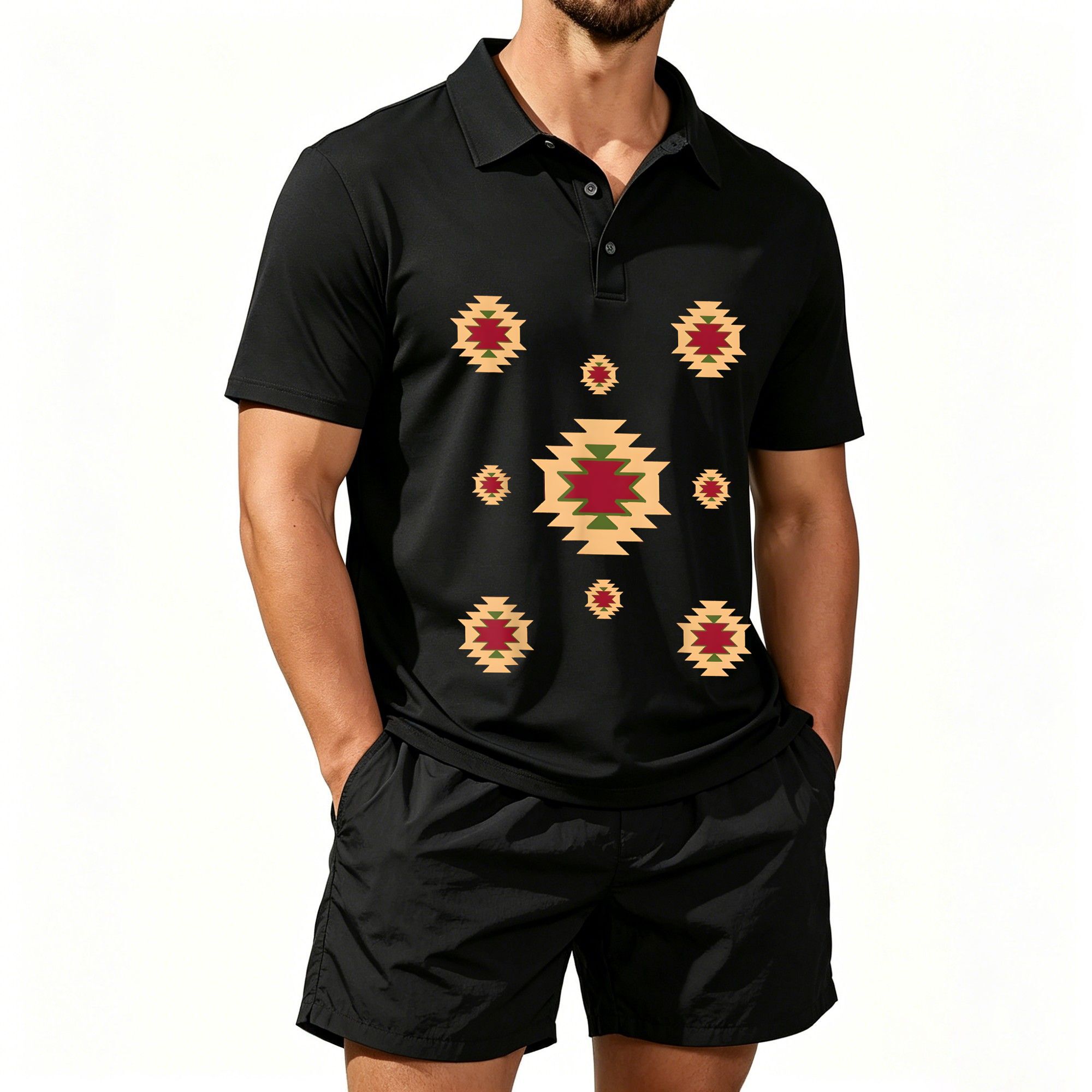 Ethnic Wear - Мужской комплект поло с коротким рукавом,