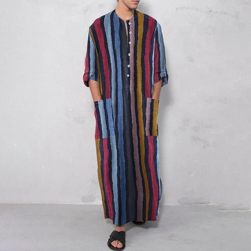 Ethnic Wear Fashion Designer - Мужская длинная рубашка в полоску с