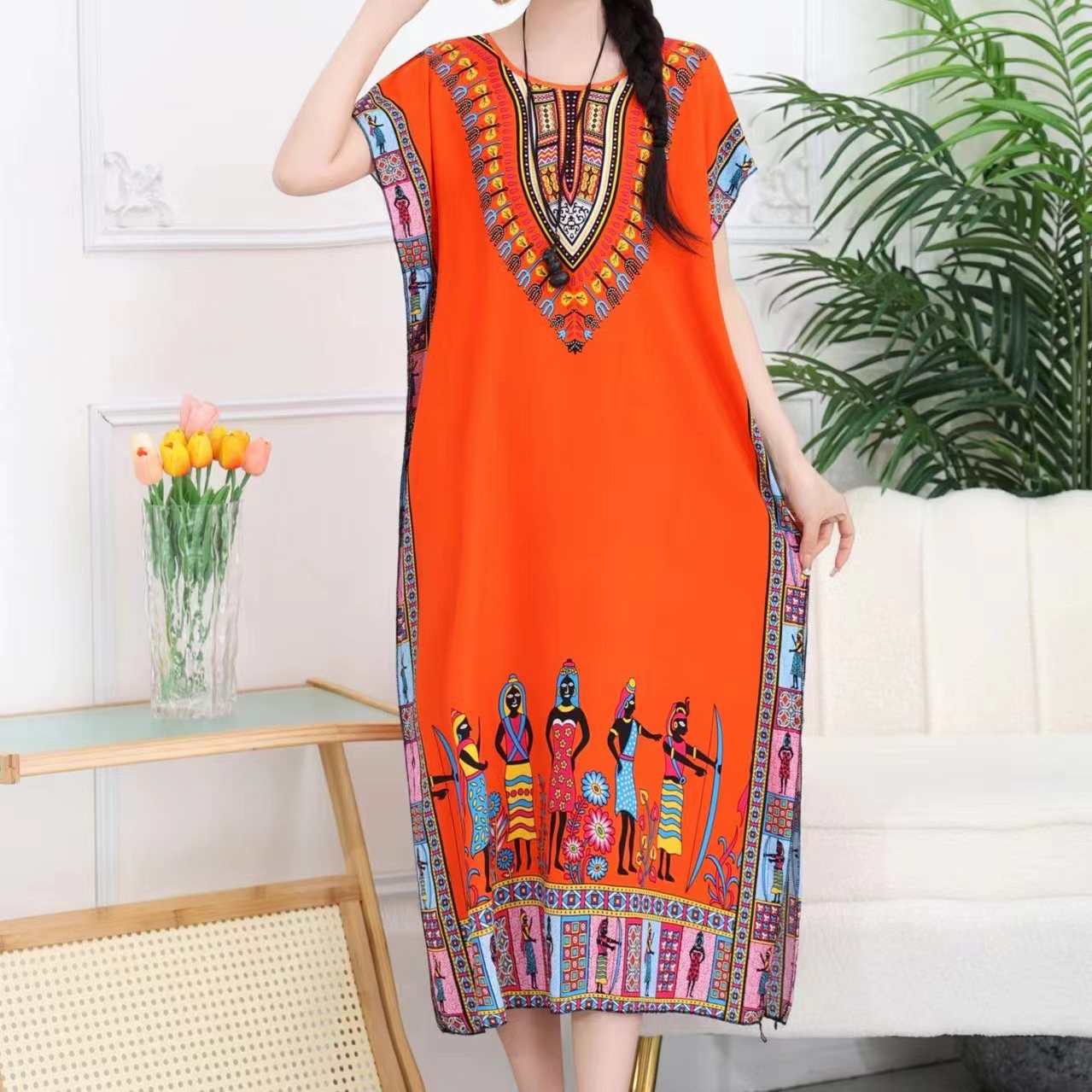 Ethnic Boho Fashion - Повседневное элегантное богемное платье с принтом