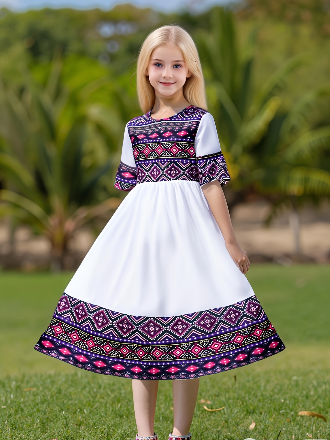 Ethnic Fashion Girls - Летнее детское лоскутное платье в этническом