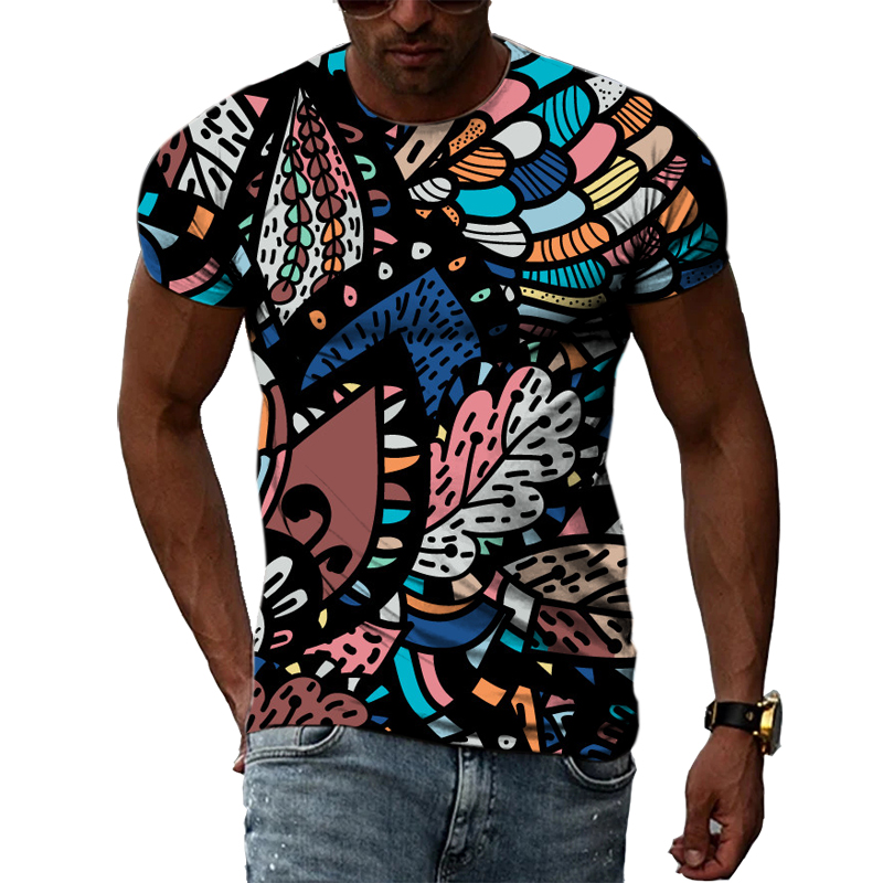 Men'S Ethnic Fashion Trends - Футболка мужская с цветным принтом, модная