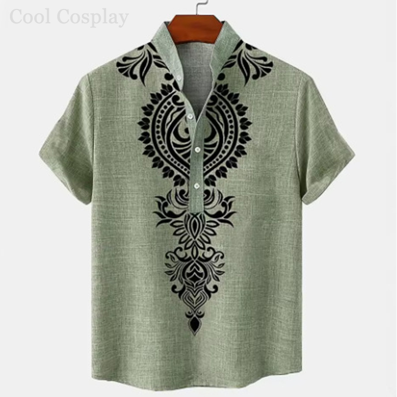 Мужская ретро-рубашка Хенли с  – обзор и цена Ethnic Fashion Men