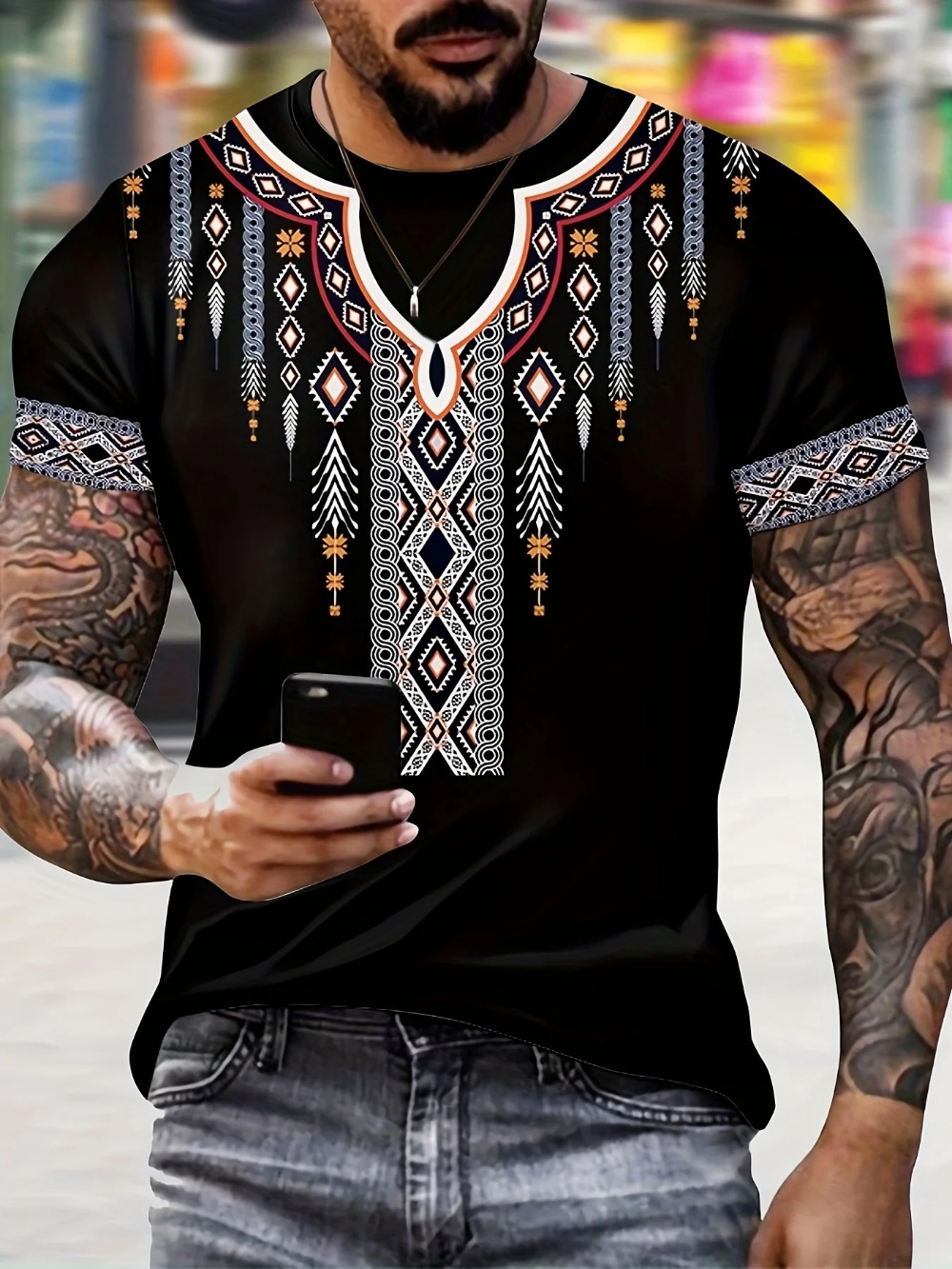 Мужская футболка с этническим  – обзор и цена Y2K Ethnic Fashion